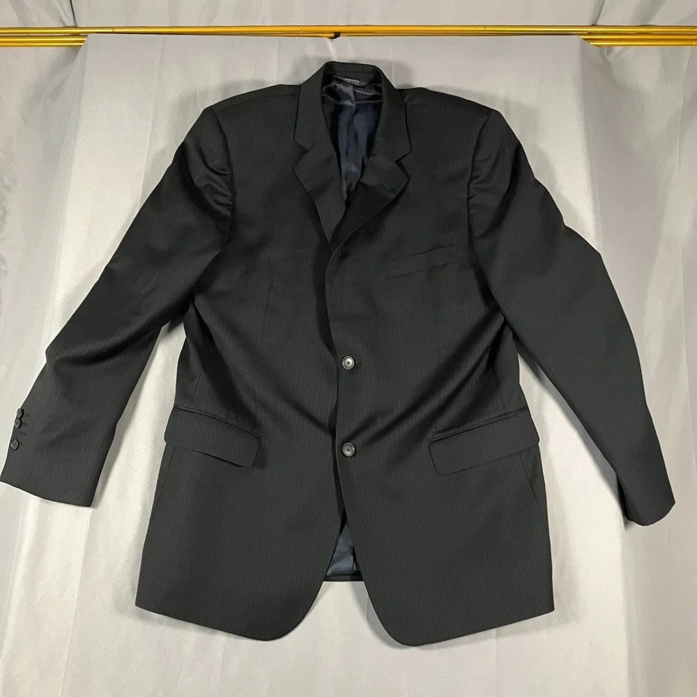 Pavone Mens 44L Pinstripe Blazer‎ Sport Coat 100% Worsted Wool Italy